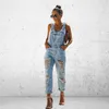 Jeans féminins mode Souchy Femmes bleu globalement des vêtements de travail déchirés en denim