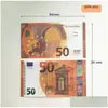 Autres fournitures de fête de fête 2022 Prop Money Toys Dollar Euros 10 20 50 100 200 500 Commémorative Fake Notes Toy for Kids Christmas Gi Otg3a