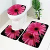 Bath Mats Red White And Yellow Floral Pattern Bathroom Non-slip Carpet Floor Mat Toilet Seat Super Soft Absorb Water