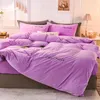 Bedding Sets 3pcs Velvet Duvet Cover Set (1 2 Pillowcase Without Core) Solid Color Autumn And Winter Soft Warm