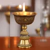 Candle Holders Brass Lamp Religion Bronze Auspicious Embossed Candlestick Cup Buddhist Tibetan Holder Tribute Home Table Decoration