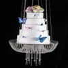18 Zoll Kristallkuchenregal Kronleuchter Stil Drape Hängsschwang Kuchenständer rund hängende Kuchenständer Hochzeit Herzstück 2203