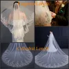 Cheap 2 Tier Bridal Wedding Veil with Comb Lace Applique Sequin Edge White Ivory Hair Accessories Wedding Veil for Brides Two Layers 239L