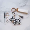 Luxury Dog Keychains Metal Cute Keyring Buckle Fashion Leopard Tassel Car Keychain for Girls