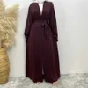 Vêtements ethniques mode musulman Dubaï Abaya Long Hijab Robes avec ceinture Islam Vêtements Abayas Robes africaines pour femmes Kaftan Robe Musulmane M T240510