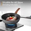 Ensemble d'induction antiadhésive Ensemble d'induction de 12 pièces Pots de cuisson en granit et casseroles non colocatives avec des ustensiles en silicone