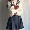 Clothing Sets Japanese School Uniform Girl Jk Suit Sexy Spring And Autumn Red Tie White Three Basic Sailor Women Long Sleeve