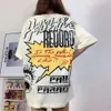 HellStart Shirt Designer T camisetas gráficas roupas de camiseta de roupas hipster lasado de tecido de rua folha vintage preto preto abaixamento largo plus size hellstarr 679