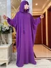 Vêtements ethniques 2024Eid Muslimtwo Chaps Abaya Dubai Abaya Maroc Ramadan Jilbab Hooded Prayers Robes Vestido Kaftan Islam Arab Long Robe T240510