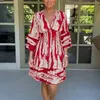 Casual Dresses Women Boho Print Mini Dress Summer Elegant Sleeveless 3/4 Sleeve V Neck Ruffle Loose Oversize Beach Party Sundress