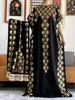 Etnik Giyim 2023 Kadınlar İçin Yeni Abaya Yaz Kısa Slve Pamuk Elbise Altın Damgalama Gevşek Lady Maxi İslam Afrika Elbise Big Eşarp T240510