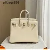 Brknns Handbag en cuir authentique 7a Handswen blanc avec crocodile pour 25 luxe3m1n
