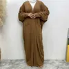 Vêtements ethniques Modestes Abaya Ramadan Mode musulmane Dubaï Abaya Long Hijab Robes avec ceinture Islam Vêtements Abayas Robes africaines pour femmes Kaf T240510