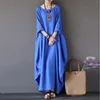 Casual Dresses Long Dress For Women Loose Large Size Sleeve O-Neck Wedding Party Midi Solid Young