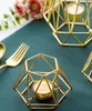 Kaarsenhouders Noordse metalen kandelaar Rose Gold Holder Creative Hexagon Stand Huishouden Prachtig licht Luxury Candelabra Decor