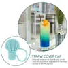 Disposable Cups Straws 8 Pcs Straw Plug Dust Cap Tumblers Wrapped Tip Covers Silica Gel Silicone Kawaii Stopper Caps Ocean Decor