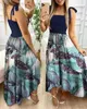 Basic Casual Dresses Summer sexy spaghetti shoulder strap floral print womens long dress 2024 casual elegant chest bag long womens beach dress holidayL2405