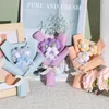 Party Favor Mini Crochet Flowers Handgjorda blommebuketter Bröllopspresent till gäst Färgglada konstgjorda alla hjärtans daggåvor