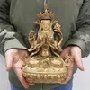 Figurines décoratines Tibet Tibet Bouddha Statue Gilding Culte à quatre bras Avalokitesvara Bidhisattva Guanyin Protection de la famille