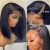 Bob Wig Lace Front Brazilian Human Hair Wigs For Black Women Pre Plucked Short Natural Synthetic Straight HD Full Frontal Closure Wig Dropshipping