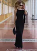 Urban Sexy Dresses Women Elegant Slveless Pet Maxi Dress Fashion O-Neck Solid Bodycon Golvlängd Klänningar Summer Lady Chic High Strt Robes T240510