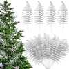 Fleurs décoratives 5pcs Accessoires de décoration de Noël Feuilles argentées en or DIY Boîte cadeau à la main Fleur artificielle