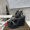 Espadrille Sandal Tasarımcı Sandalet Kama Yüksek Platform Ayakkabı Düğün Ayakkabı Elbise Ayakkabı Kutusu 564