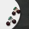 Brooches Fashion Cherry For Women Green Leave Enamel Lapel Pins Clothing Button Friend Gifts