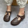 Scarpe casual cowhide fatte a mano vecchie donne piatte retrò vera pelle per gli anziani sani e comodi