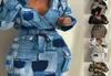 Retail Desinger Femmes décontractées Robes Fashion à manches longues Robe de poche imprimée plus taille 3xl4528349