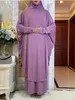 Abbigliamento etnico Nuovo eid con cappuccio musulmano donne hijabs abbigliamento indumento ramadan pipistrello slve vestiti a due pezzi set niqab islam dubai modesto abito t240510