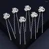 Cesti di copricapi Fashion Rhinestone Flower Hair Clips for Women Accessori Girls Gold Color Pins Party Hairpins Gioielli