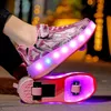 Roller Skates Schuhe für Kinder Kinder Jungen Mädchen Fashion Sport Casual 2 Räder mit Turnschuhen blinken Fußware -LED -Stiefel 240429
