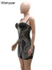 Urban Sexy Dresses Year Sexy BodyCon Diamonds Rhinestone Party Birthday Mini Dress for Women Mesh Glam S genom Birthday Night Club Vestidos T240510