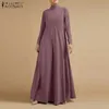 Urban Sexy Dresses Fashion Autumn Turtleneck Long Slve Sundress Women Maxi Long Dress Zanzea Elegant Solid Casual Robe Femme Kaftan Party Vestido T240510