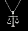 Fullt ut Zircon Balance Libra Scale Pendant Bling Charm White Gold Copper Material Mens Hip Hop Pendant Necklace Chain5381198