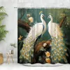 Rideaux de douche à rideau de paon animal tropical fleur de la forêt botanique de la ferme botanique peinture à l'huile en polyester tissu de salle de bain décoration