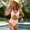 Swimwear féminin EST Sexy Femmes Bikinis High Waist Bikini MAINEMENT FEMME BANDEAU BRAZILIEN BIQUI PISTAGE Set Bathing