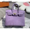 Dames brkns handtas echt leer 7a handswen lavendel suede luxe high-end zeldzame leer7gze