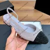 Dames slingbacks jurk schoenschoen slip op sandalen ontwerper dikke hakken 6,5 cm/2 cm met strass slides meisjes buiten strandschoen laiden klassieke roze paarse muilezels