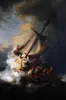 Rembrandt Jesus Christ In The Storm On The Sea Of Galilee Ship Boat Ocean Oil Painting 1633 Cool Wall Decor Art Print Poster