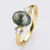 Bague de fiançailles Antique Moss Moss Agate 925 Sterling Silver Marquise Cut Zircon For Women Jewelry Gands à la main Cadeaux