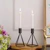 Candle Holders 2 Piece Set Black Holder Suitable For Cone Candles Geometric Line Modern Decoration