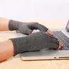 Polsteun 1 paar Halve vinger compressiehandschoenen verlichten grijs verlicht artritis pijn onmiddellijk met antislip druk voor mannen en vrouwen