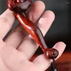 Figurine decorative Ruyi Sandalo rosso intaglio ad alta densità di olio che significa bene da inviare anziani in legno China Figurina Moderne