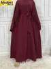 Ethnische Kleidung bescheiden Abaya Ramadan Mode Damen Kleid Muslim Frauen Heißverkaufskleider Truthahn Arabien Dubai Solid Color Robe Kleid T240510