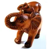 Dekorativa figurer Y8306- 2 ​​"Handskytte boxwood Netsuke Figurinhuggning - Muskaxi -elefant