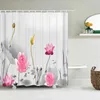 Zasłony prysznicowe 180x200 cm Retro Flower Plant Curtain Wodoodporna europejska łazienka do łazienki z drukowaniem z haczykami