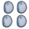 Weingläser 4pcs Achatscheibe Blaues Teetassenschalen Dekorative Design Steingold Kanten Home Decor Edelstein