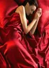 Satin sängkläder set queen size lyxig röd siden monterad lakan med elastiskt band svarta lakan och örngott i sängkläder utlopp4572424